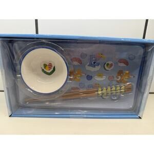 Care Bears Ceramic Sushi 🍣Plate Set‎ With Chopsticks New In Box